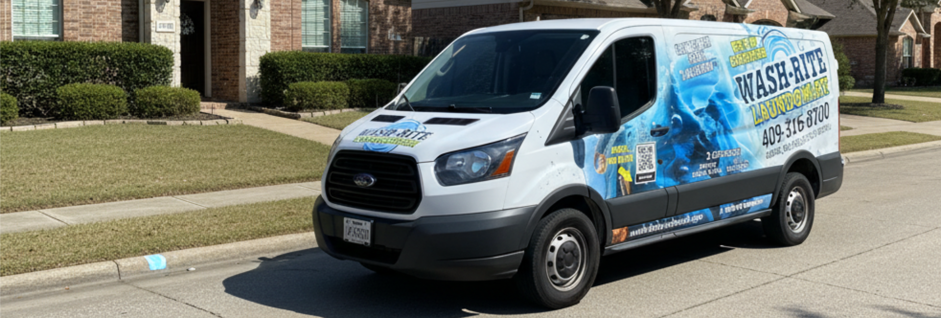 Wash Rite Van On Residential Street 1920X650